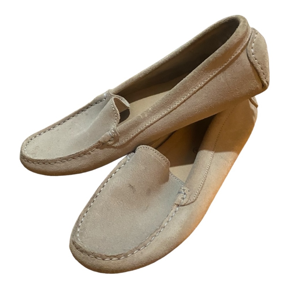 Enzo Tesoti Cream/taupe Suede driving shoes. Sz 40